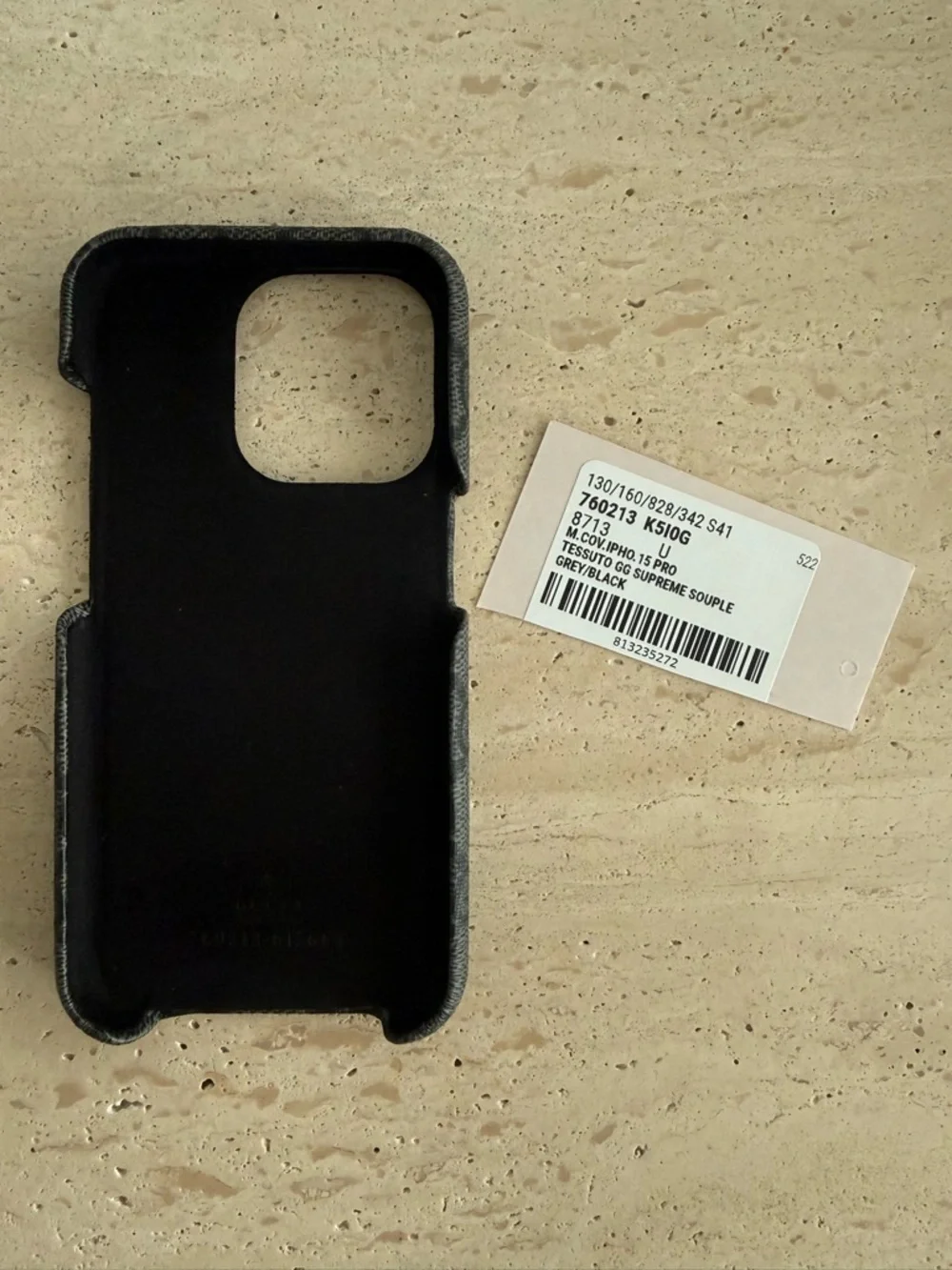 NWT Authentic Gucci Ophidia GG Supreme iPhone 15 Pro Case Grey/Black